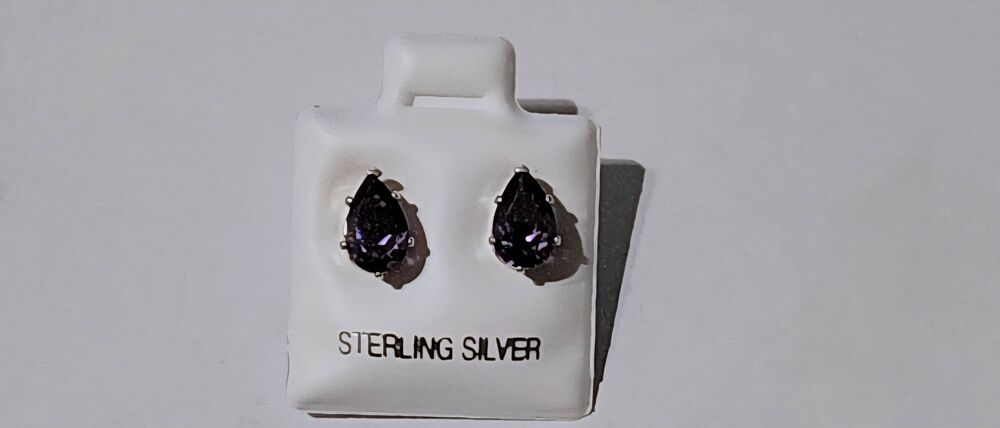 NEW~2Ct Pear Cut Bolivian Amethyst Gemstone Stud Earrings~.925 Sterling Silver